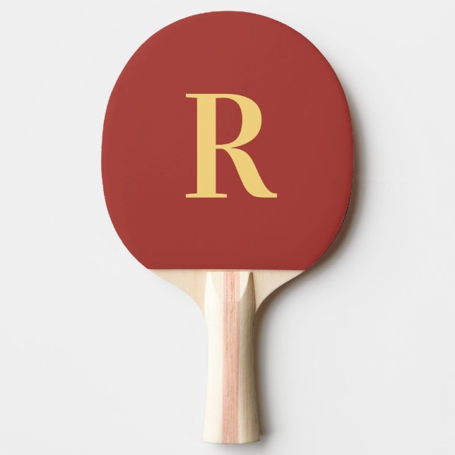Raquete De Ping Pong Monograma simples castanho Dourado (Frente)