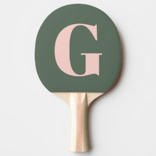 Raquete De Ping Pong Monograma Simples Personalizado, Rosa e Verde