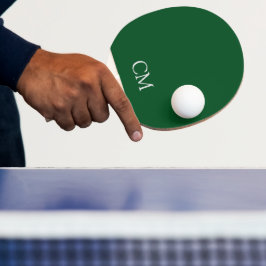 Raquete De Ping Pong Monograma simples verde-escuro