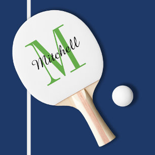Raquete De Ping Pong Monograma Verde e Nome Personalizado