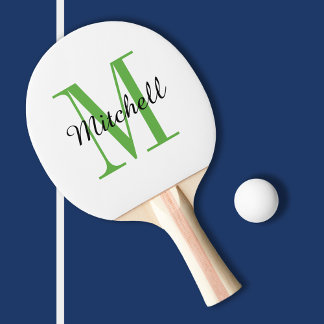 Raquete De Ping Pong Monograma Verde e Nome Personalizado