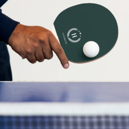 Raquete De Ping Pong Monograma Verde Escuro Moderno Minimalista Elegant