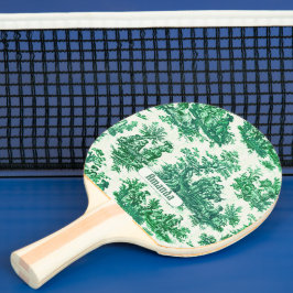 Raquete De Ping Pong Monograma verde-floral de galhardetes