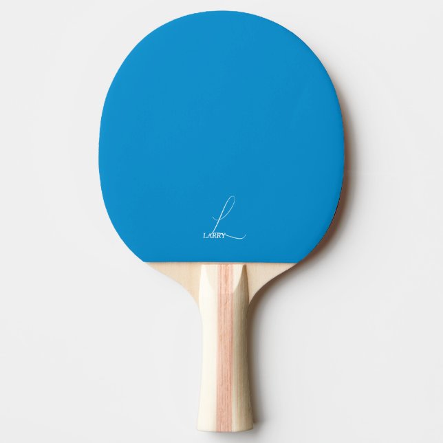 Raquete de Ping Pong Monogramada Azul Brilhante (Frente)