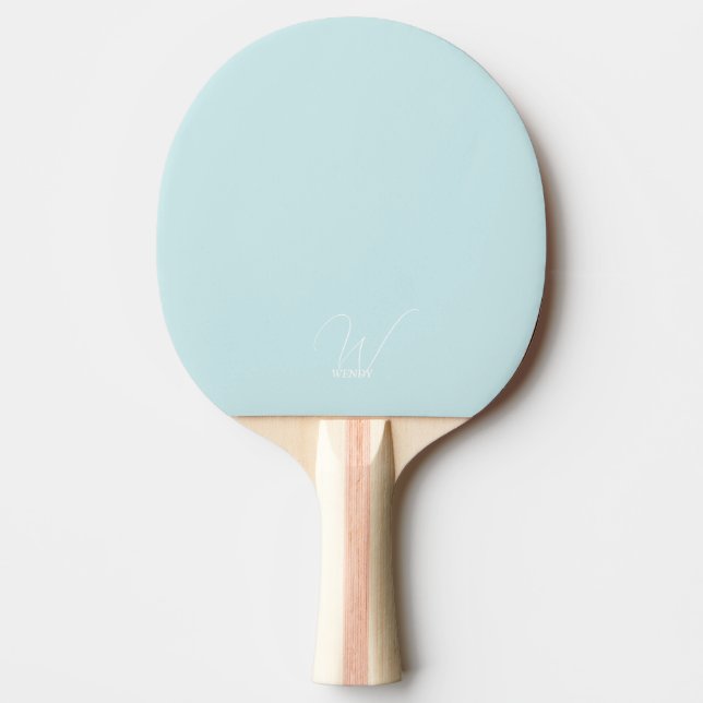 Raquete de Ping Pong Monogramada Azul Claro (Frente)