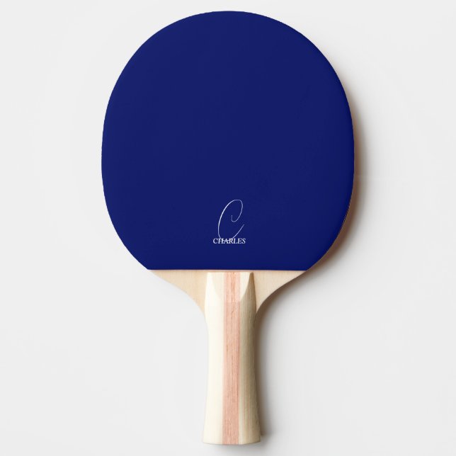 Raquete de Ping Pong Monogramada Azul Real (Frente)