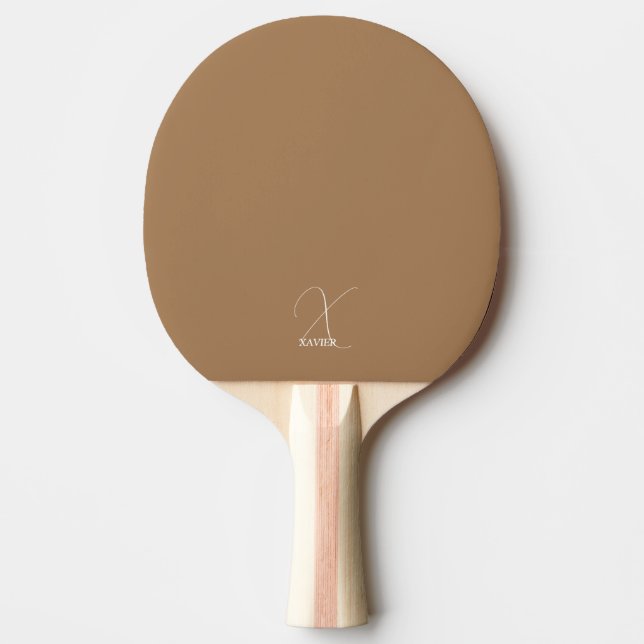 Raquete de Ping Pong Monogramada Marrom Camelo (Frente)