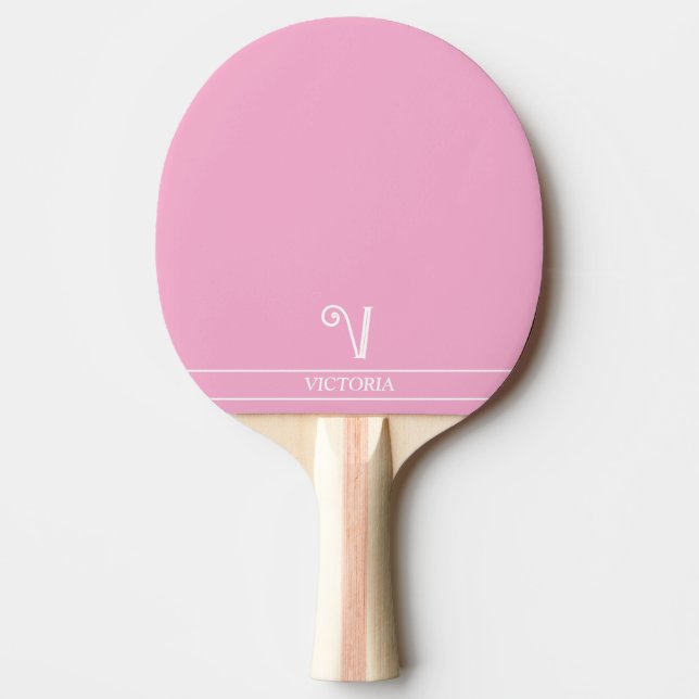 Raquete de Ping Pong Monogramada Rosa Pálido (Frente)
