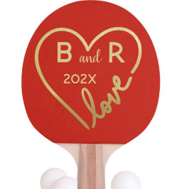 Raquete De Ping Pong Monogramas de amor cardíaco/iniciais ano