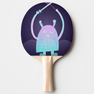 Raquete De Ping Pong Monstro Azul Pequeno e Fofo