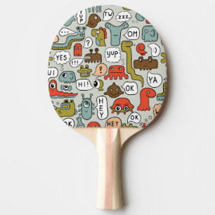 Raquete De Ping Pong Monstros de Cartoons Bonitos: Fundo Ininterrupto