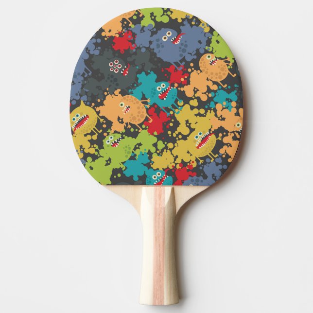 Raquete De Ping Pong Monstros engraçados fofos (Frente)