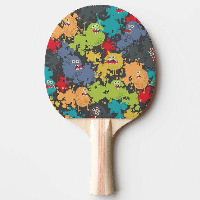 Raquete De Ping Pong Monstros engraçados fofos (Frente)