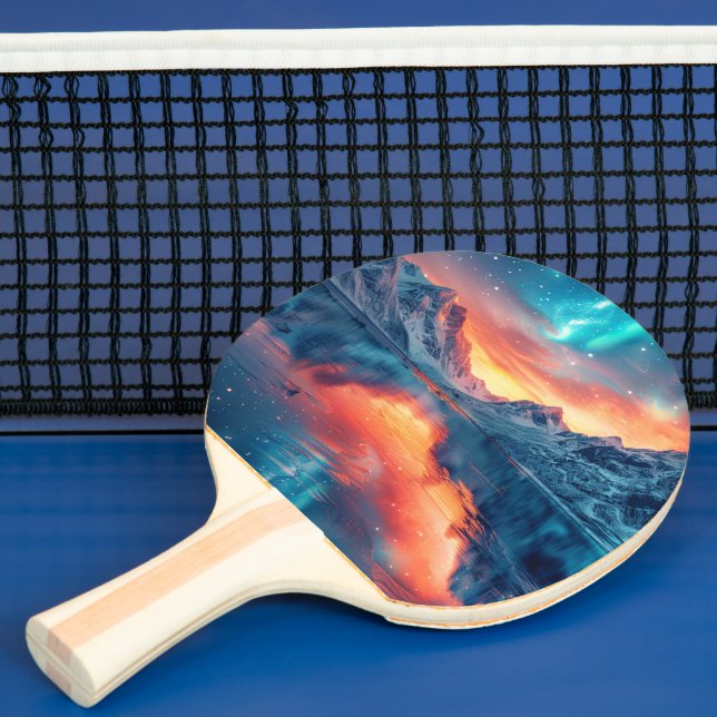 Raquete De Ping Pong Montanha Sunset no lago - Nome Personalizado (Insitu)