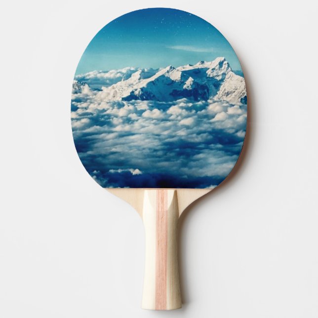 Raquete De Ping Pong Montanhas Himalaias em Nuvens Céu Azul (Frente)