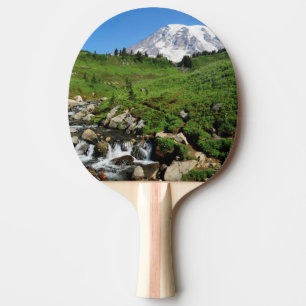 Raquete De Ping Pong Monte Rainier, cachoeira, coberto de neve