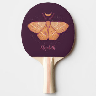 Raquete De Ping Pong Moon Moth Witchy Night Art - Ilustração Mágica