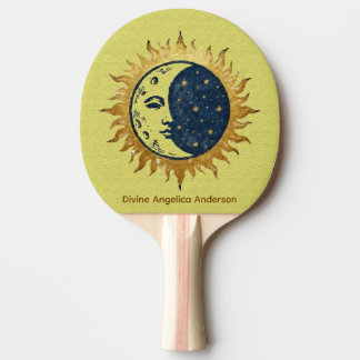 Raquete De Ping Pong Moon, Sun and Stars, Celestial Universe Symbol