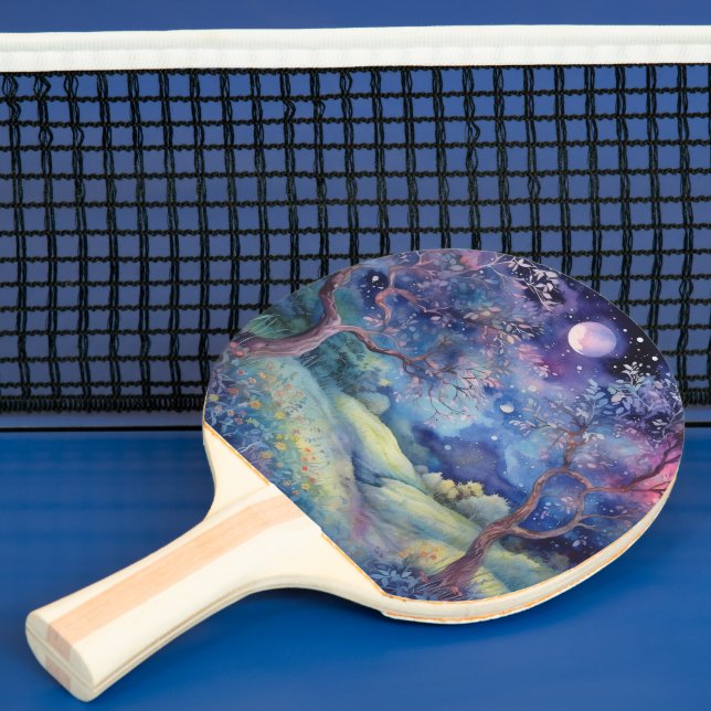 Raquete De Ping Pong Moonlit Enchanted Forest Nightscape (Insitu)