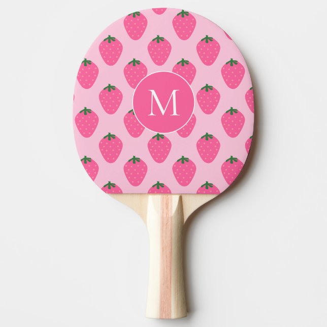 Raquete De Ping Pong Morangos Rosa, fofinhos, fofos personalizados (Frente)