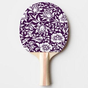 Raquete De Ping Pong Morris Vintage Púrpura e White Floral Padrão