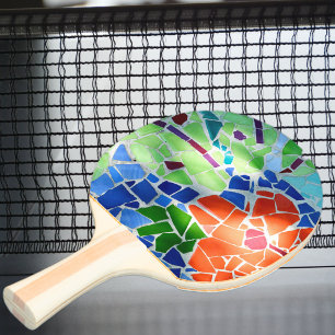 Raquete De Ping Pong Mosaico Colorido Flor Vermelho De Peixe Koi