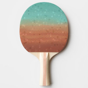 Raquete De Ping Pong Mosaico de abstrato verde-marinho e laranja queima