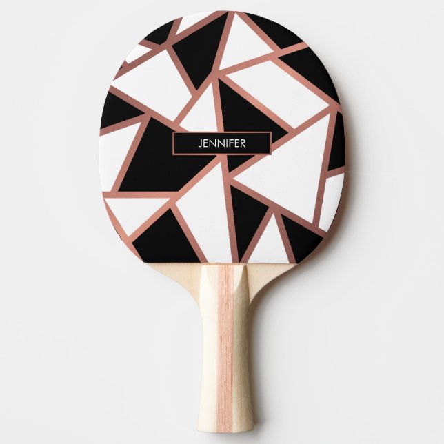 Raquete De Ping Pong Mosaico rosa Dourado (Frente)