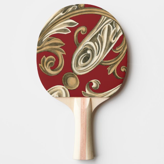 Raquete De Ping Pong Motif Botânico Elegante com Folhagem Tan (Frente)