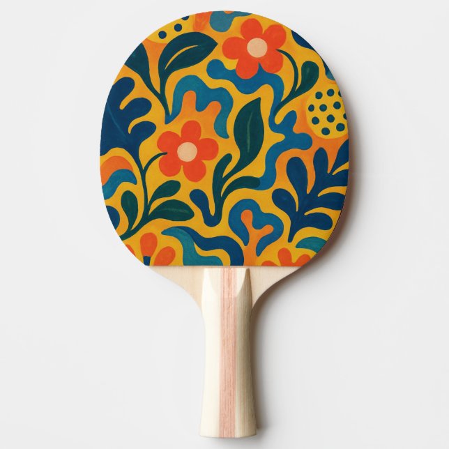 Raquete De Ping Pong Motif de Padrão de Colagem do Jardim Retroativo Di (Frente)