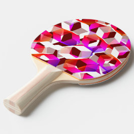 Raquete De Ping Pong Muitos hexágonos coloridos, sobre fundo vermelho e