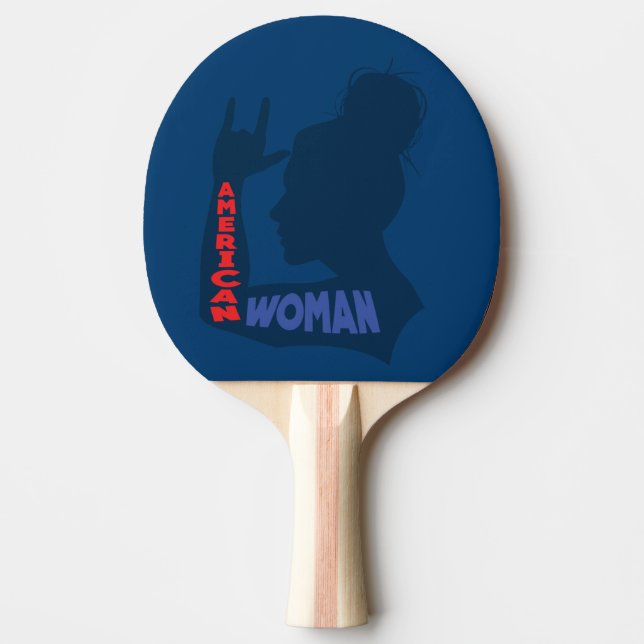 Raquete De Ping Pong Mulher Americana Eu te amo (Frente)