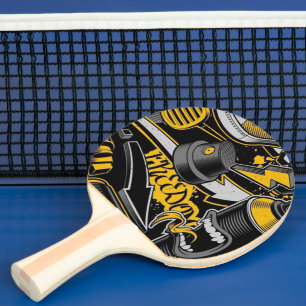 Raquete De Ping Pong Música maluca Grafite amarelo preto paga todas as