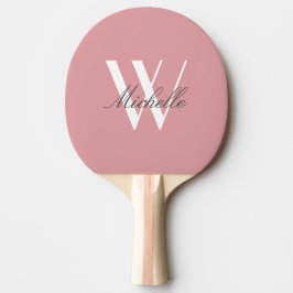 Raquete De Ping Pong Na moda de Script do Nome Rosa Esmagador do Monogr