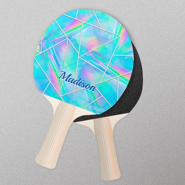Raquete De Ping Pong Na moda holográfico geométrico elegante (Criador carregado)