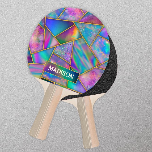 Raquete De Ping Pong Na moda holographic chic faux gold (Criador carregado)