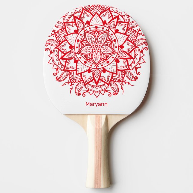 Raquete De Ping Pong Na moda Red Mandala Boho Personalizado (Frente)