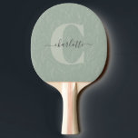 Raquete De Ping Pong Na moda Rustic Sage Green Botanical Personalizado<br><div class="desc">Na moda Rustic Sage Green Floral Name e Monograma Ping Pong Paddle</div>