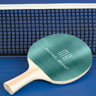 Raquete De Ping Pong Na moda Verde Metálico Monograma