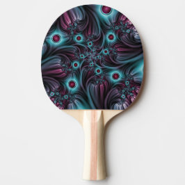 Raquete De Ping Pong Na Profundidade da Arte Fractal Abstrato Azul Cor-