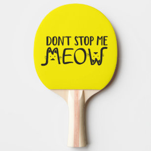 Raquete De Ping Pong Não Me Pare o Gato Divertido Moderno Amarelo Preto