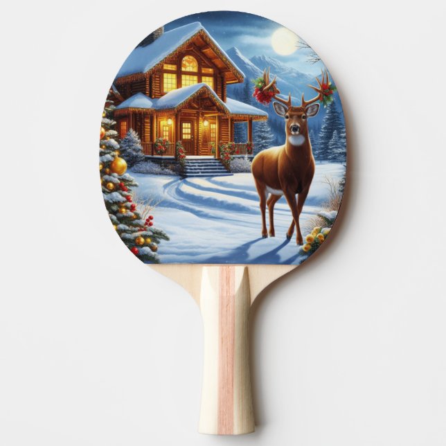 Raquete De Ping Pong Natal/Inverno Deer Lodge (Frente)