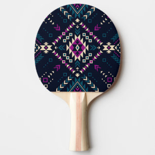 Raquete De Ping Pong Navajo tribal escuro, geométrico de vintage.