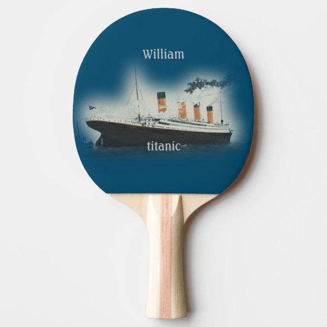 Raquete De Ping Pong Navio Titanic Vintage Dark Blue Sea White Star (Frente)