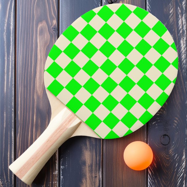 Raquete De Ping Pong Neon Green & Cream Checker (Criador carregado)