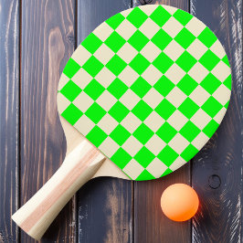 Raquete De Ping Pong Neon Verde e Xadrez Creme