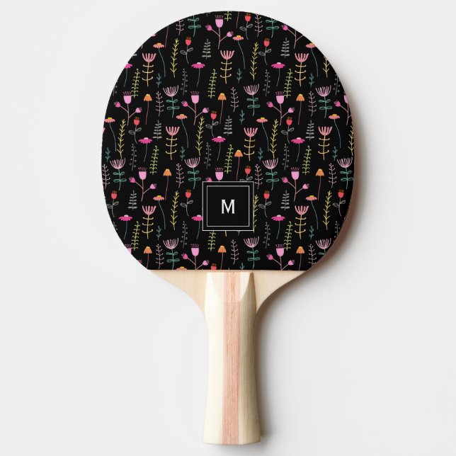 Raquete De Ping Pong Neon Wildflower em Black, (Frente)