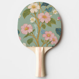 Raquete De Ping Pong No Flor: Ramificação de Pastel com Flores Rosa