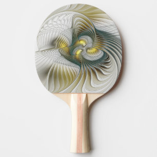 Raquete De Ping Pong Nobre Ouro Teal Abstrato Fantasy Arte Fractal