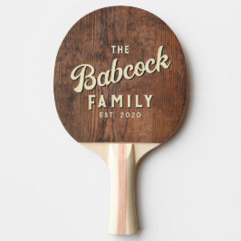 Raquete De Ping Pong Nogueira Escura Rústica Nome da Família e Ano Retr